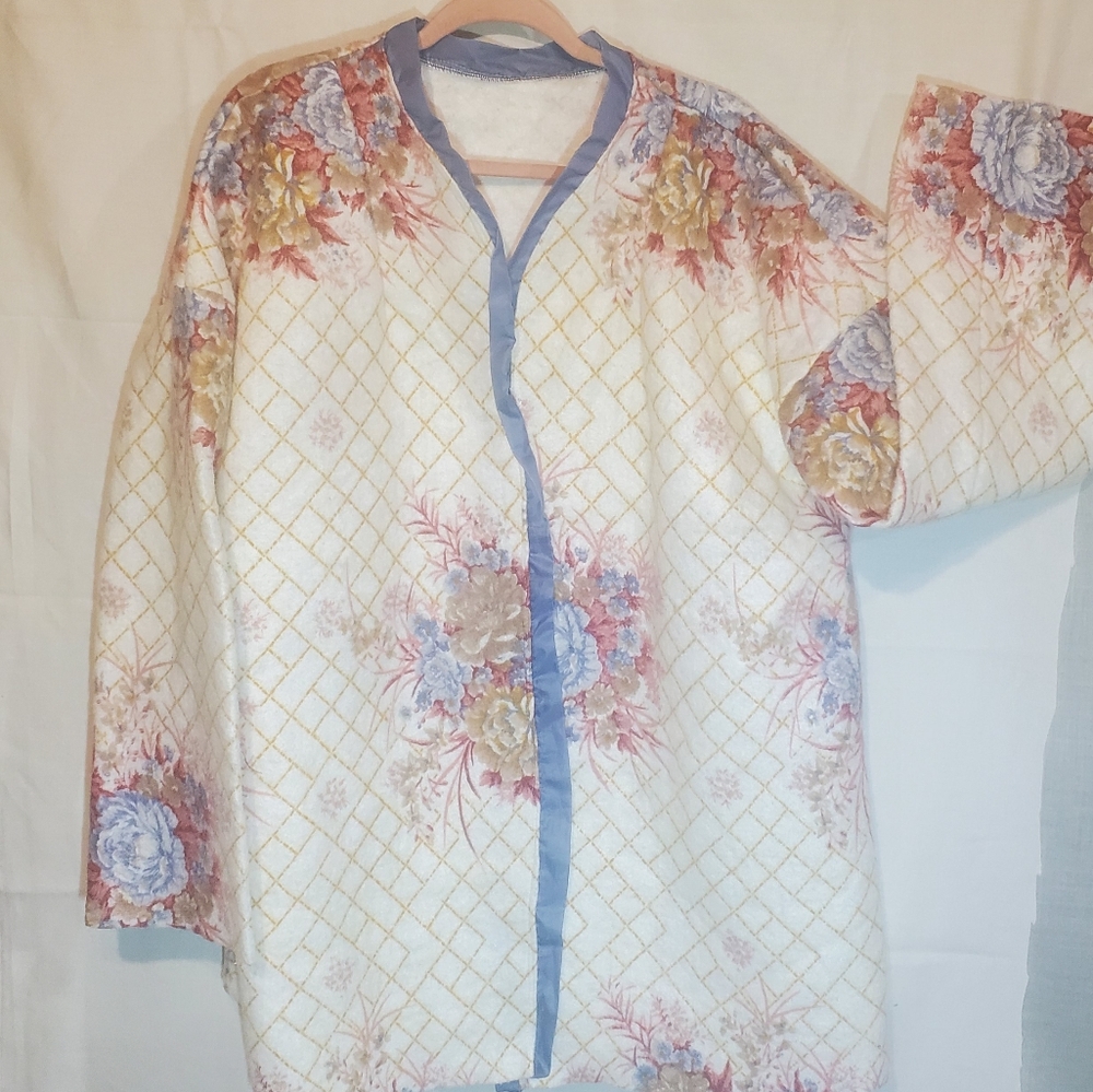 One Of A Kind Floral Coat with Blue and Pink Accents